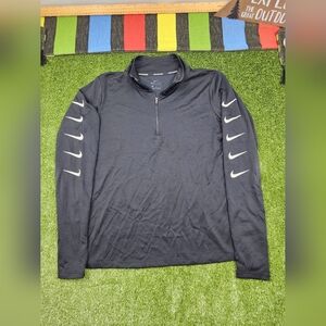 Nike Womens Quarter Zip Running Pullover Longsleeve Size M Color Black Pocket